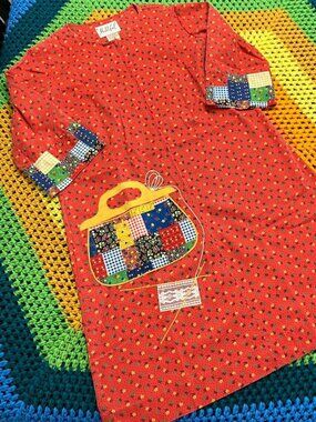 60's Vintage Models Coat Red Rainbow Calico Prairie Patchwork Purse Midi Dress